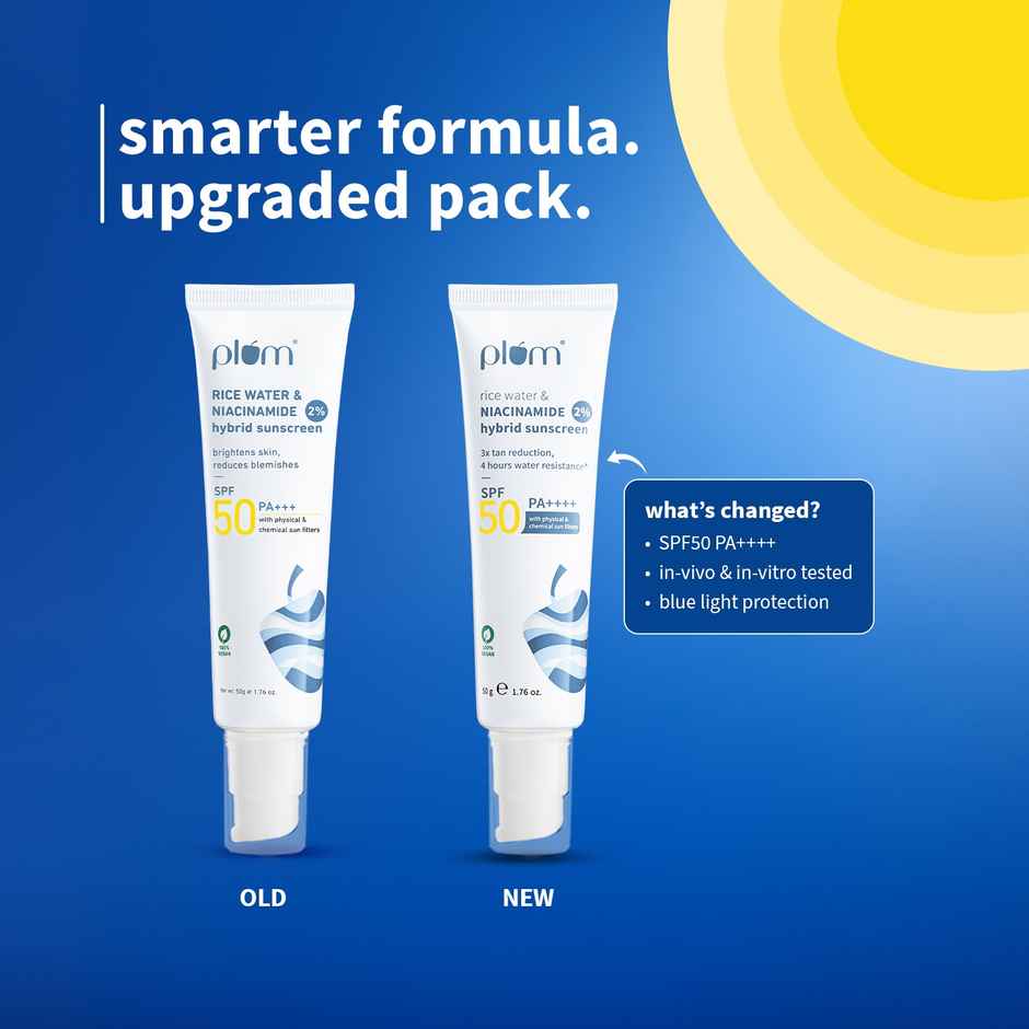 Plum 2% Niacinamide & Rice Water Hybrid Face Sunscreen With SPF 50