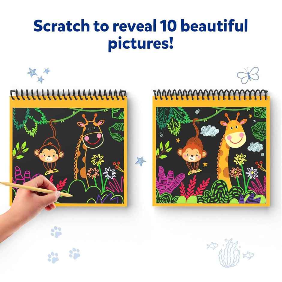 Skillmatics Paper Magical Scratch Art Book For Kids - Animals