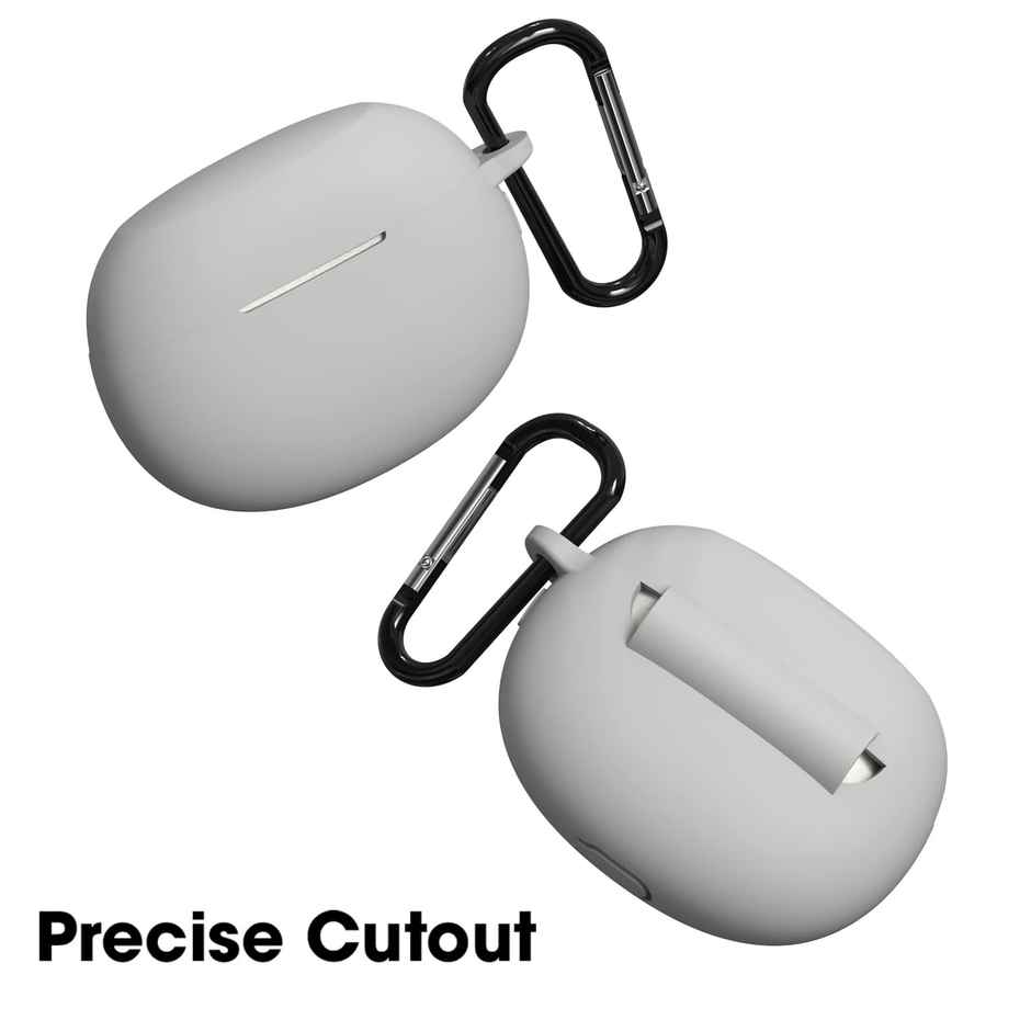 Sounce Silicone Case Cover for Realme Air 3 | Shockproof | Non-Slip Grip with Carabiner | Grey