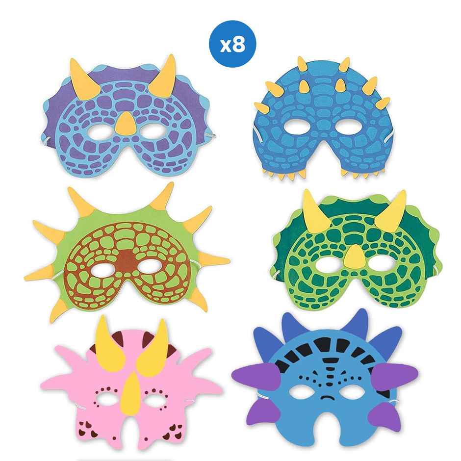 Dinosaur Mask For Kids | Pack Of 8 | Large Size | Party Propz