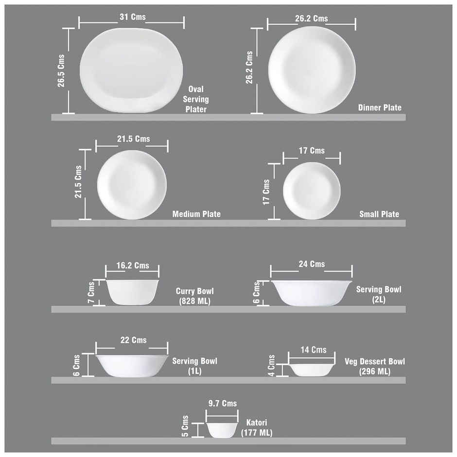 Corelle Winter Frost White 950 ml Serving Bowl - Pack of 2