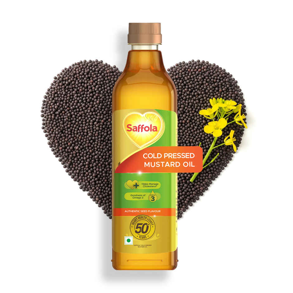 Saffola Mustard (Sarson) Cold Pressed Oil | 100% Cold Pressed Mustard Seed Oil | Helps Manage Cholesterol
