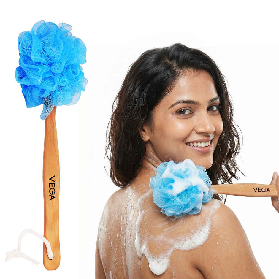 VEGA Soft Bristle Bath Brush With Ergonomic Handle | Plastic | Color May Vary