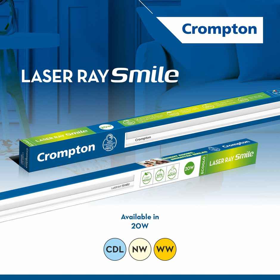 Crompton Laser Ray Smile 20W Led Batten | Energy Efficient Batten For Home | Cool Day Light 6500K