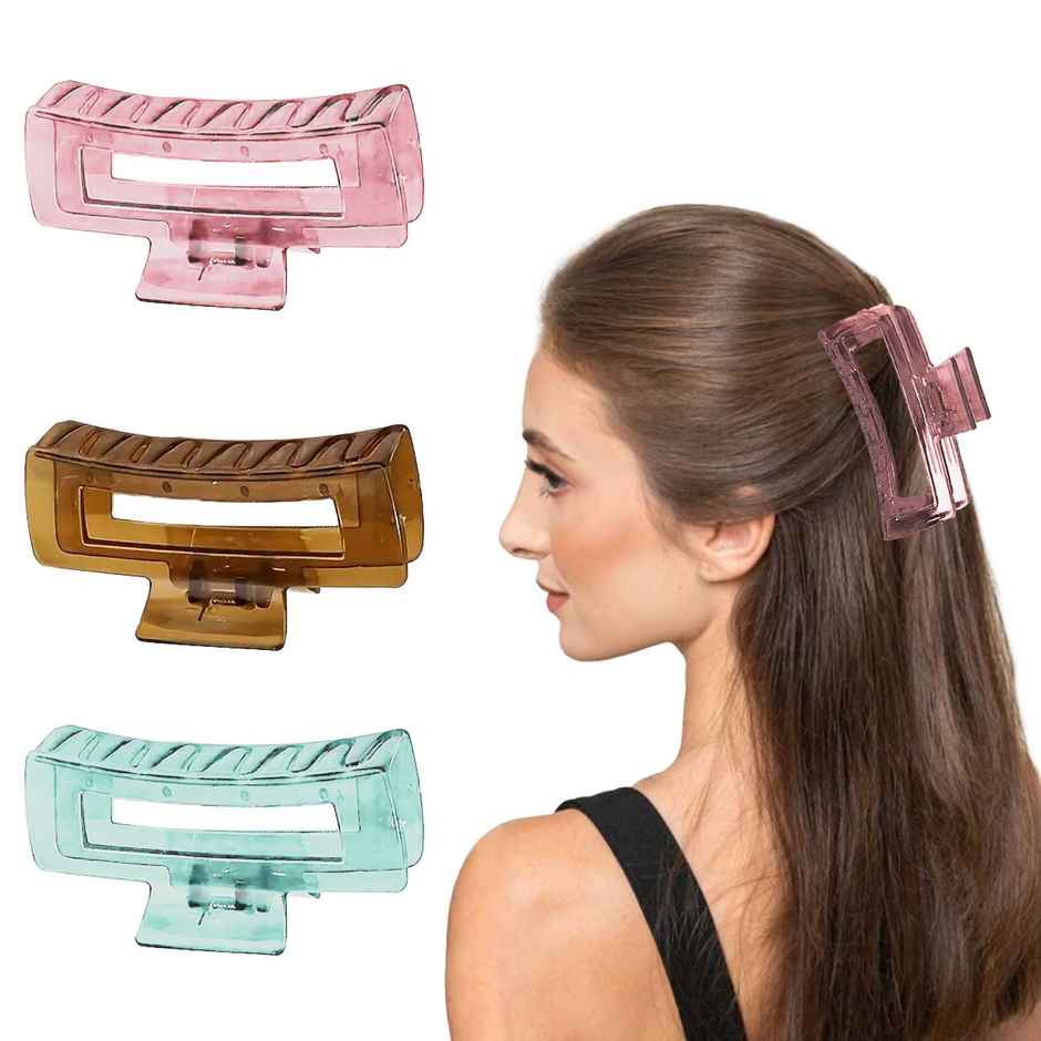 Majestique Rectangular Shape Acrylic Hair Claw Clips for Women