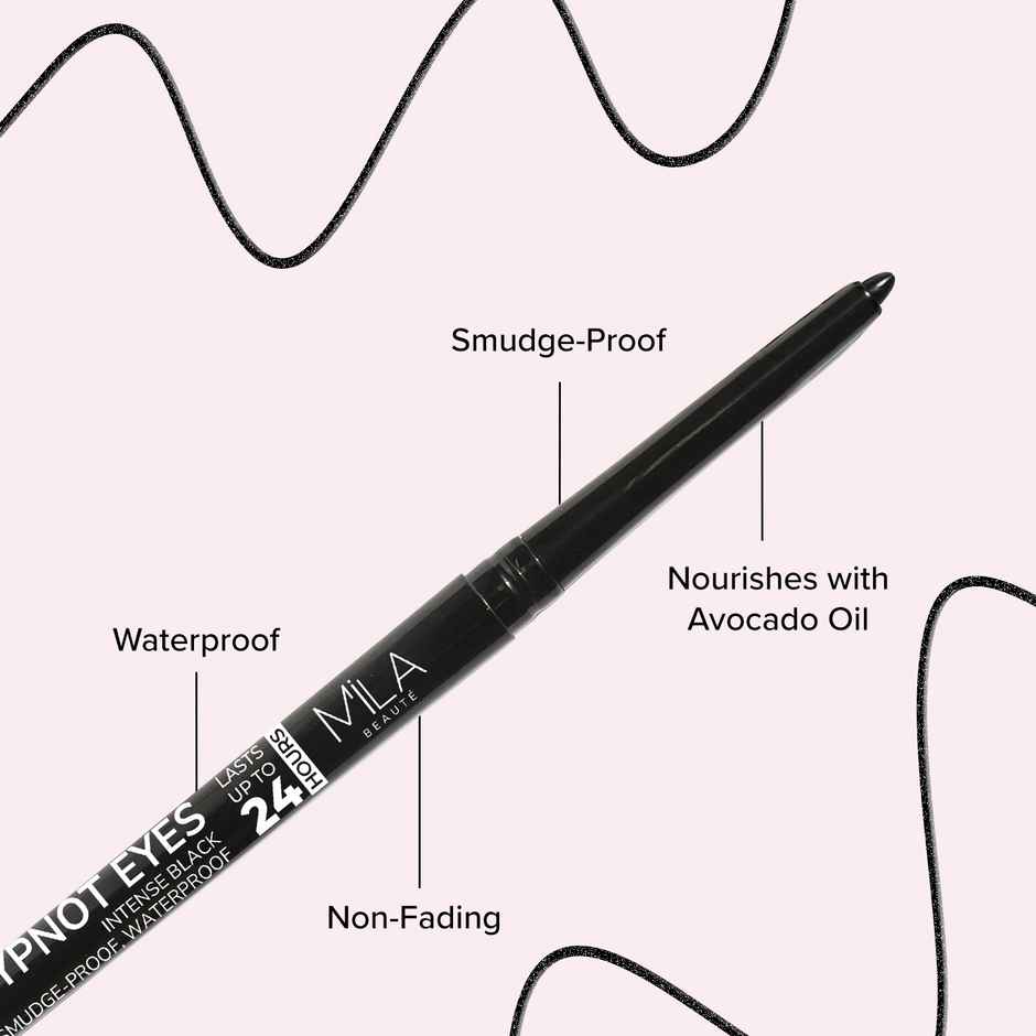 Mila Beaute Hypnot Eyes Kajal Waterproof & Smudgeproof 24Hr Longwear - Black
