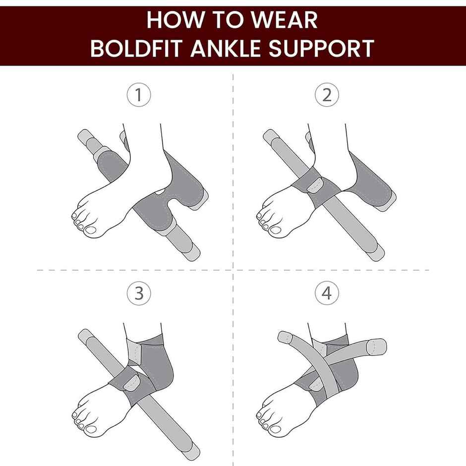 Boldfit Premium Ankle Support Compression Brace - Black, Free Size