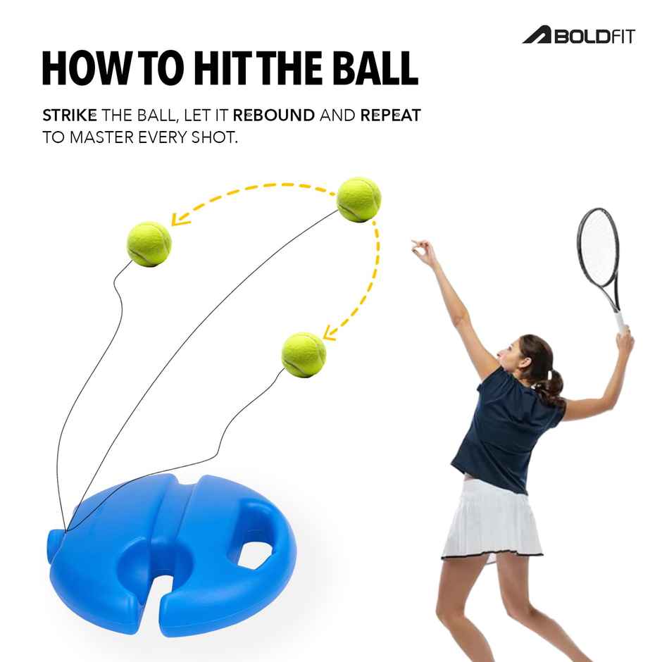 Boldfit Tennis Trainer Rebound Ball Set For Solo Practice Indoor & Outdoor | Blue