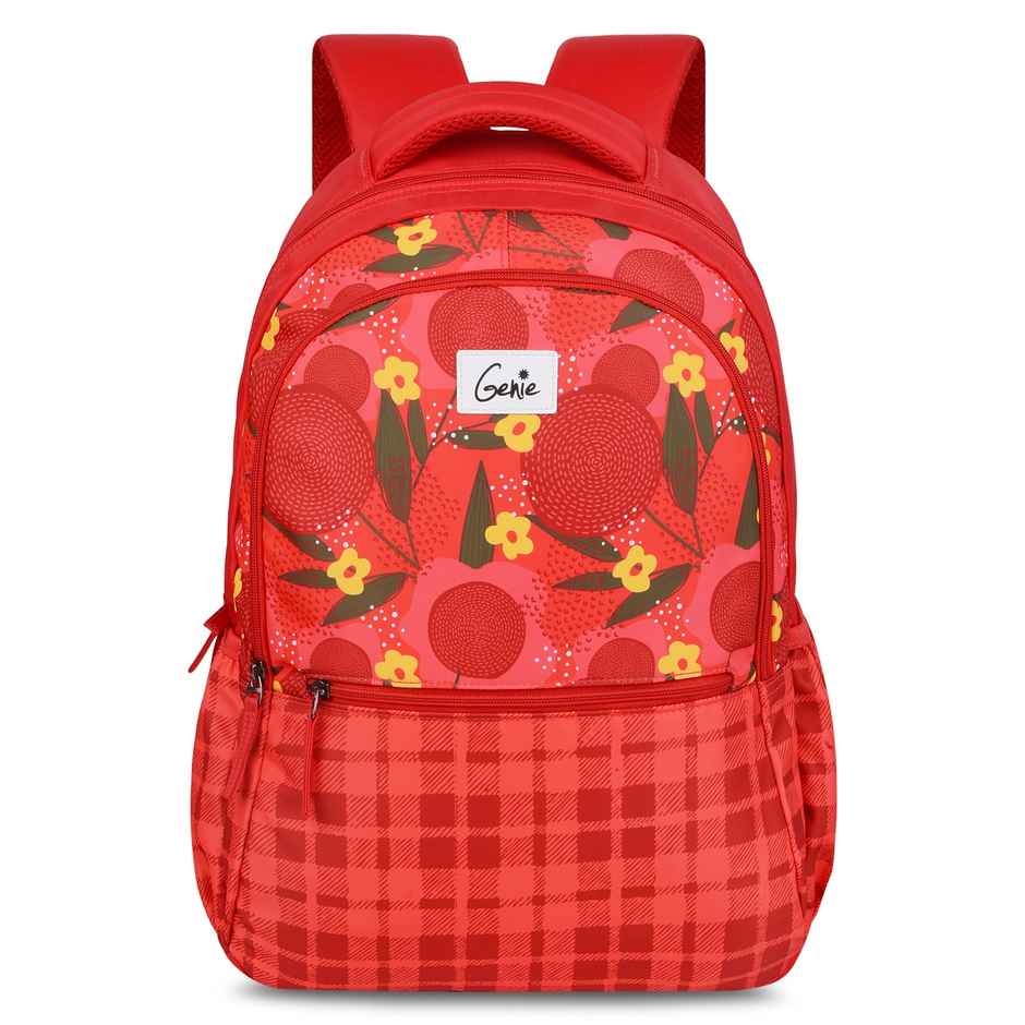 Genie Chekmex Red Backpack For Women - 2 Compartments, School Bag