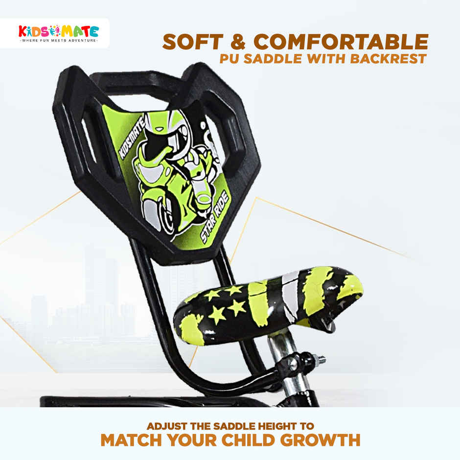 Kidsmate Star Ride 14T Kids Bicycle with Training Wheels | Neon Green