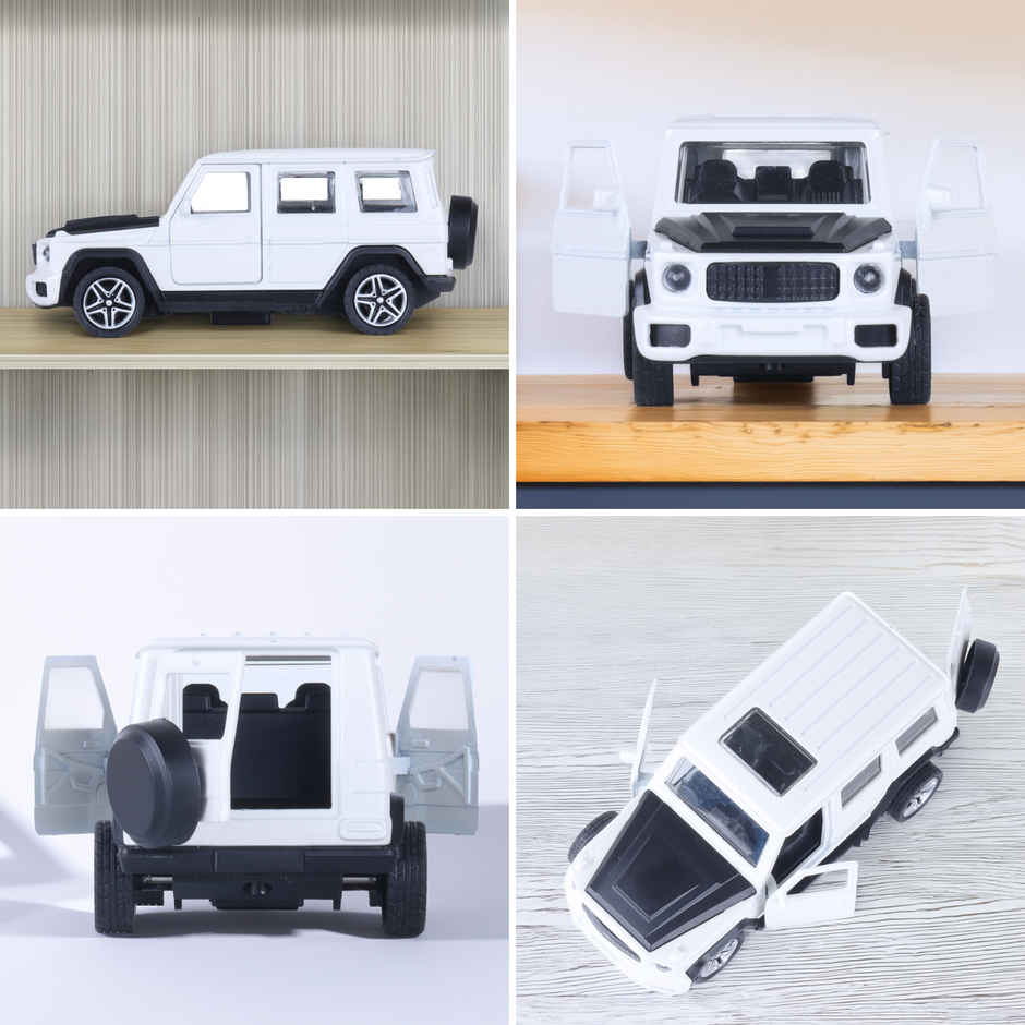 Race n Roll Premium Die-Cast Car | 3-Way Opening | Pull-Back Action | G Wag White