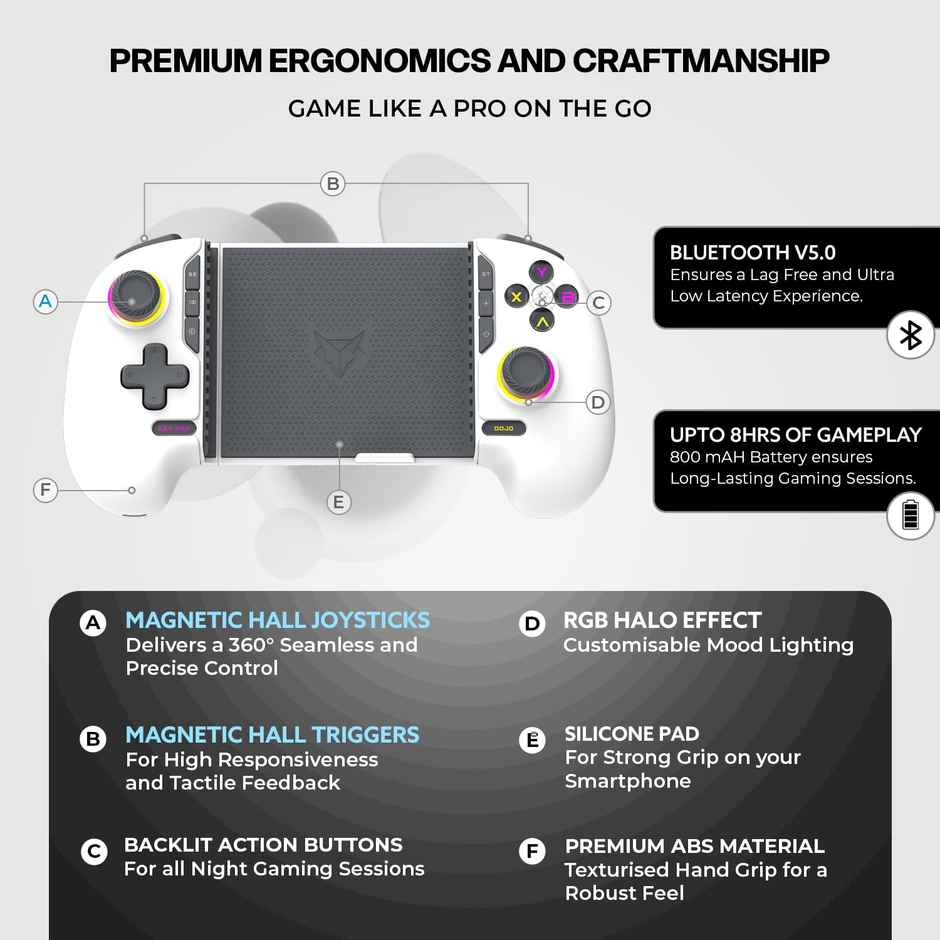 Evofox Deck 2 Smartphone Wireless Gaming Controller | Hall Effect Joysticks | RGB | Android & iOS