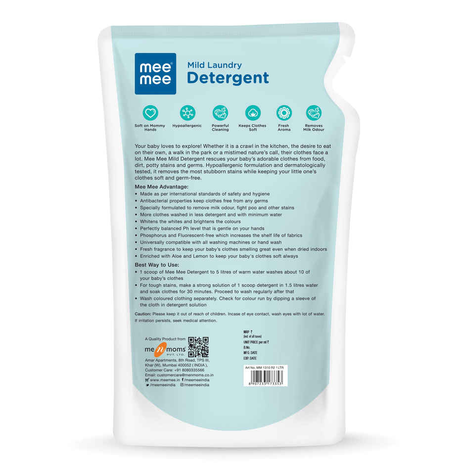 Mee Mee Mild Baby Liquid Laundry Detergent - One Drop Cleaning