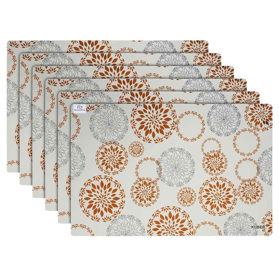 Kuber Industries PVC Dining Table Placemat Set | HS 37 Kubmart020139 | 6 pcs | White