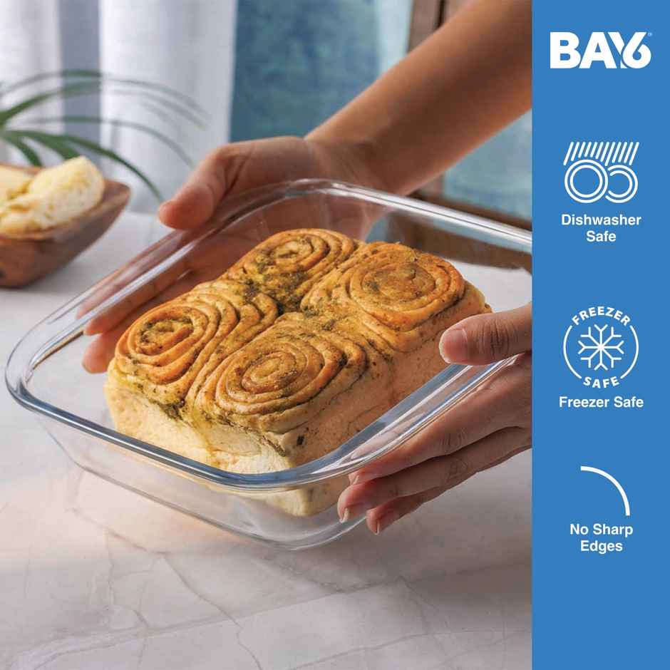 BAY6 Premium Imported Borosilicate Baking Dish Square - 850 ml