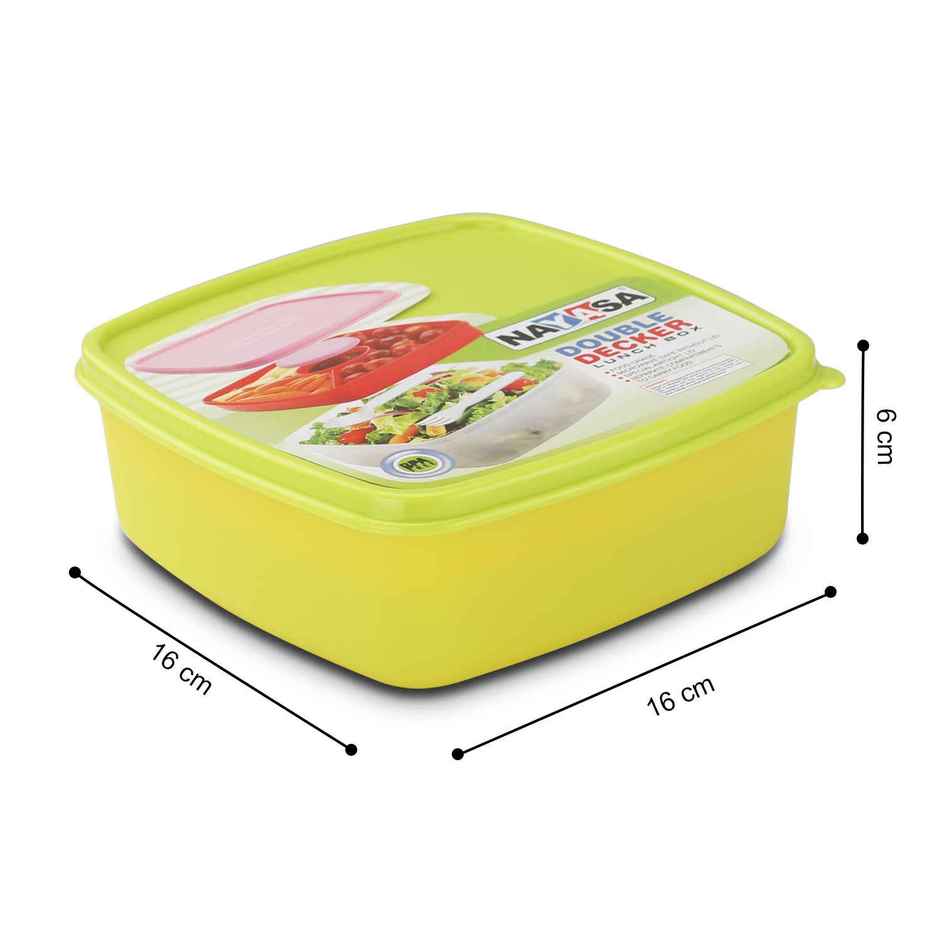 Nayasa Round Double Decker BPA Free and Food Grade Plastic Lunchbox | Green