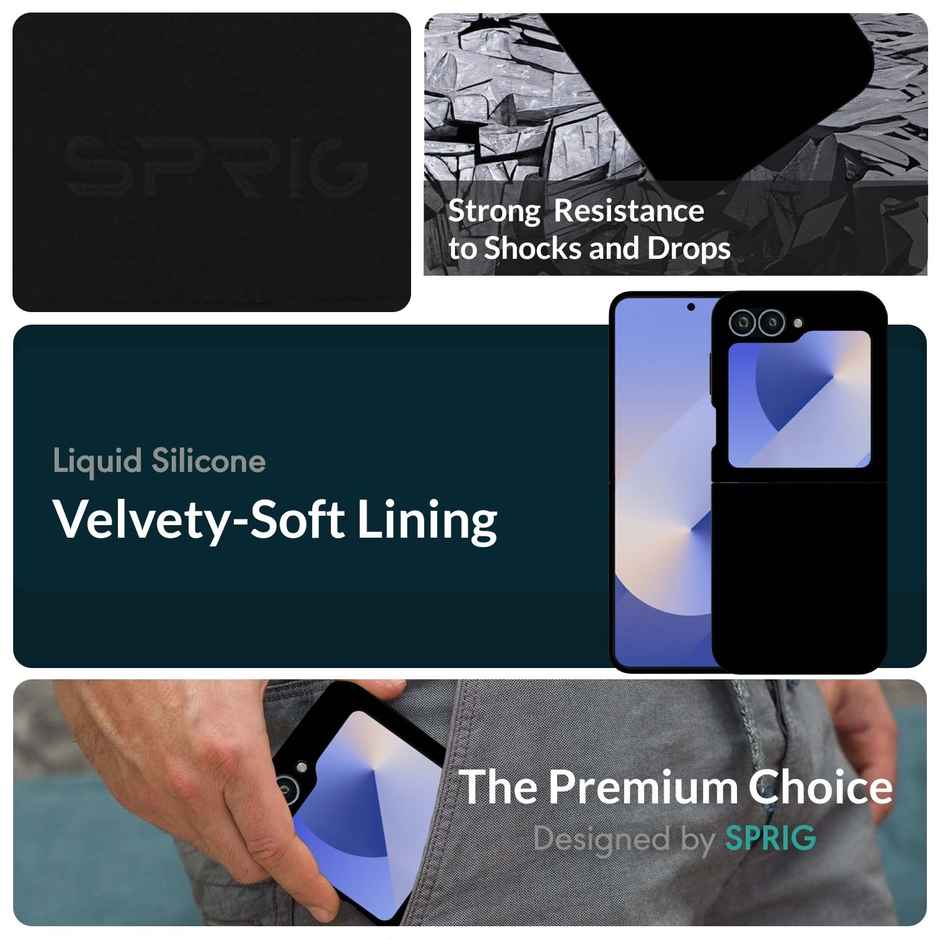 Sprig Back Cover For Samsung Galaxy Z Flip 6 Liquid Silicone Shock Proof Mobile Case | Black