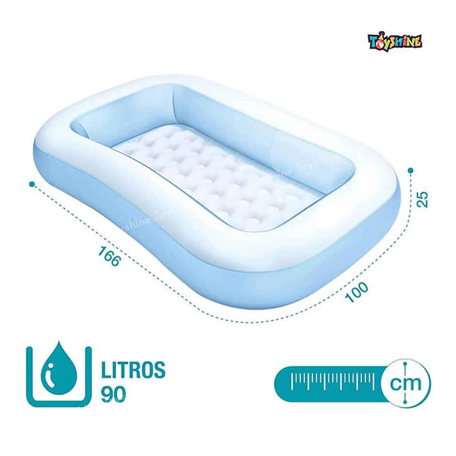 Toyshine Big Size 3 Rings Rectangular Bath Tub Cum Swimming Pool Play Centre- 166 x100 x 25cm