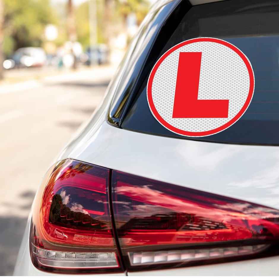 TiyuTrendzz L-Board Learner Driver Vinyl Exterior Self Adhesive Sticker (15cm X 15cm), 2 pieces