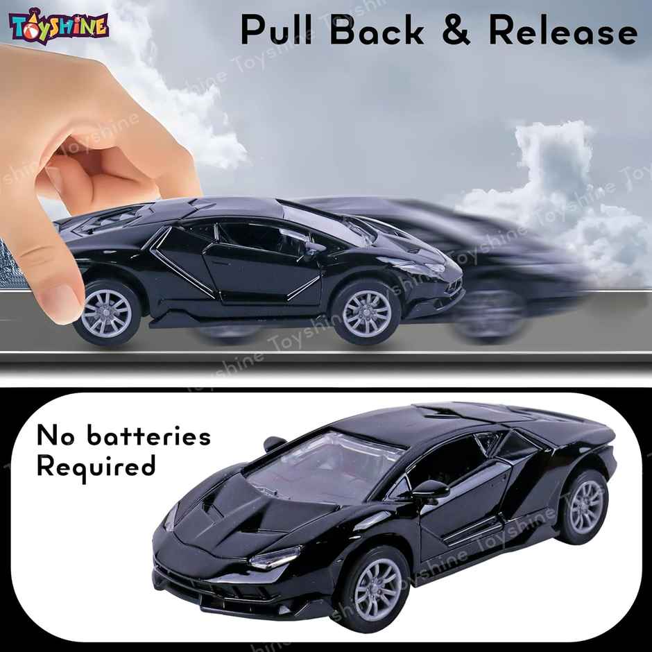 Toyshine 1:32 Scale Die Cast Sports Model Vehicle Toy Car With Pull Back, Black