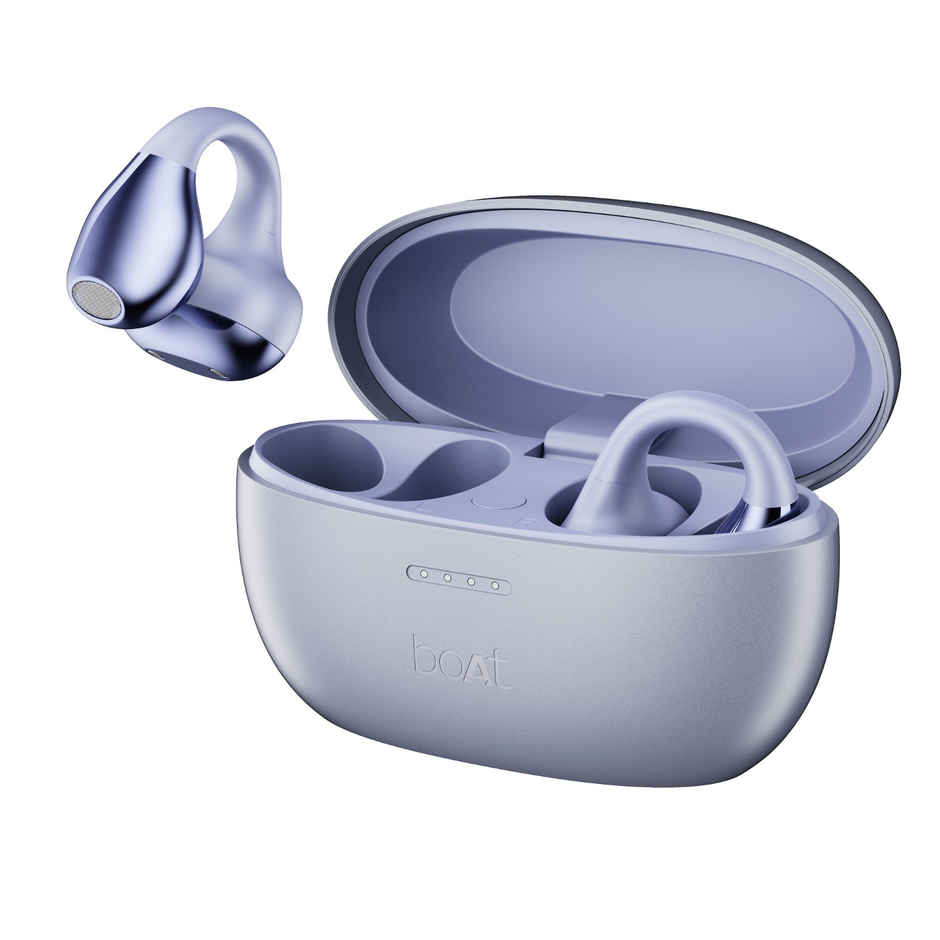 boAt Airdopes Loop TWS Earbuds w/ Air Conduction Technology, Clip-On Fit, 50H (Lavender Mist)