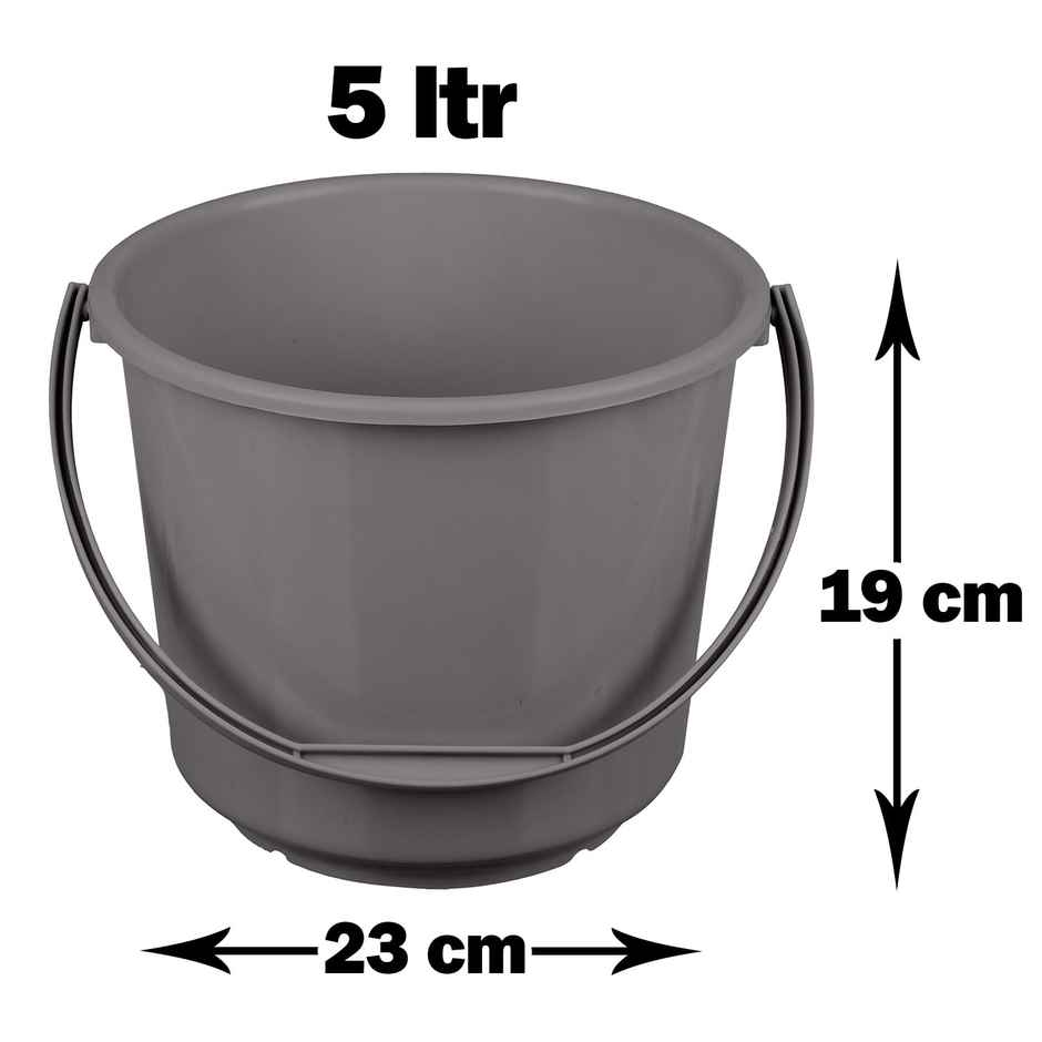 Kuber Industries 5L Plastic Plain Bucket | Pack of 2 | Assorted