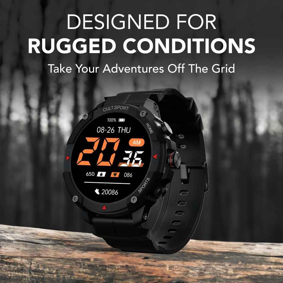 Cult Ranger XR Ultra 1.52" Amoled, Outdoor Rugged, Google Fit & Strava Integrated Smartwatch (Black)
