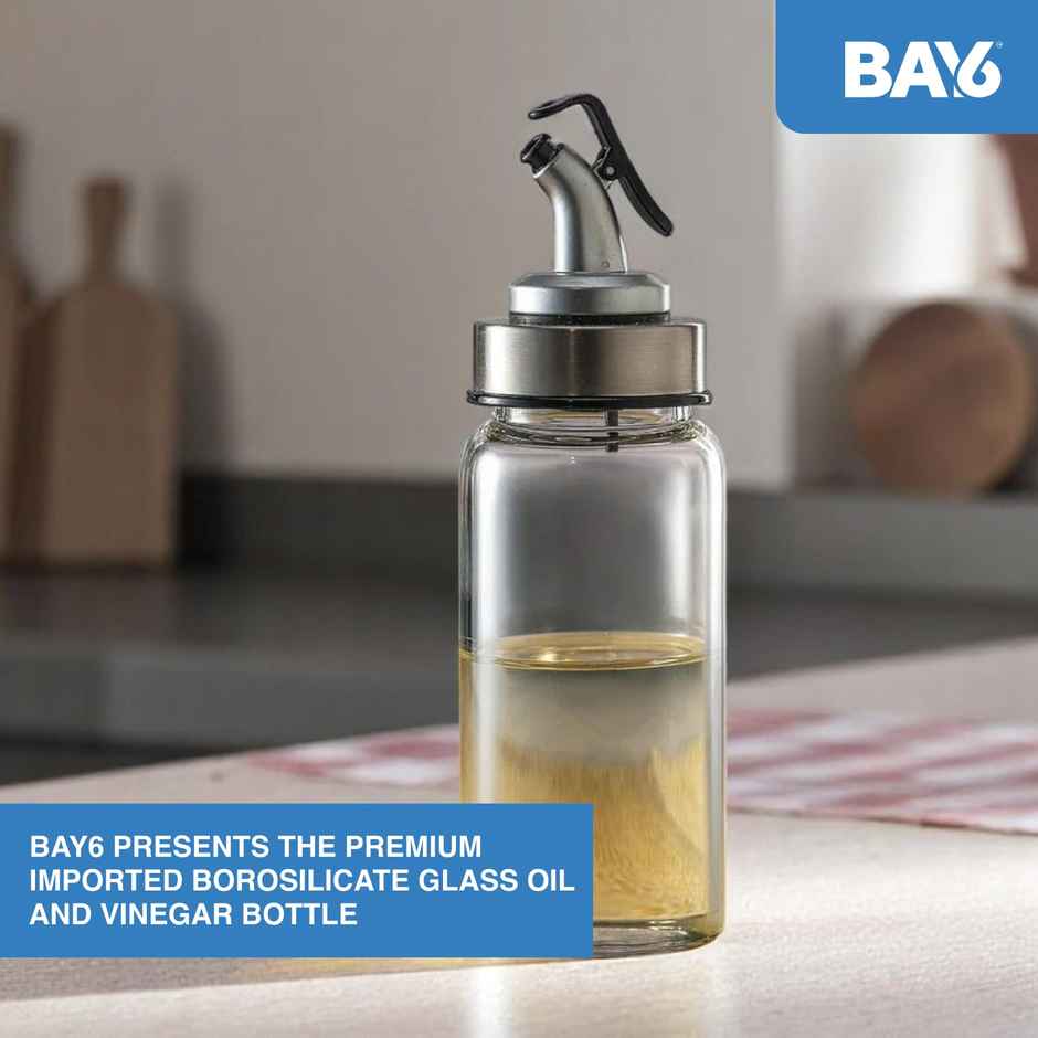 BAY6 Premium Imported Borosilicate Glass Oil and Vinegar Bottle - 300 ml