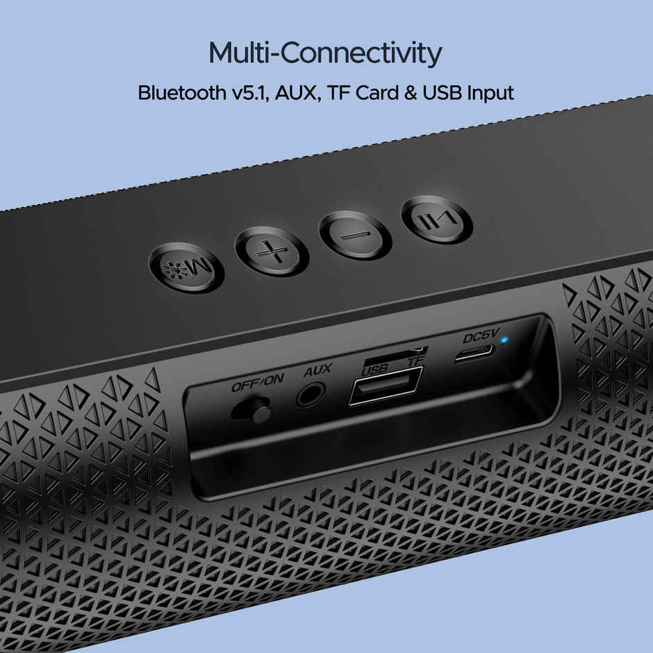 boAt Aavante Bar 490 BT Soundbar w/ 10W RMS Signature Sound, 2.0 Channel, BTv5.1(Classic Black)