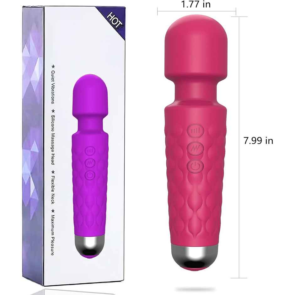 QIBOX Personal Body Massager with 20+ Vibration Patterns (Pink)