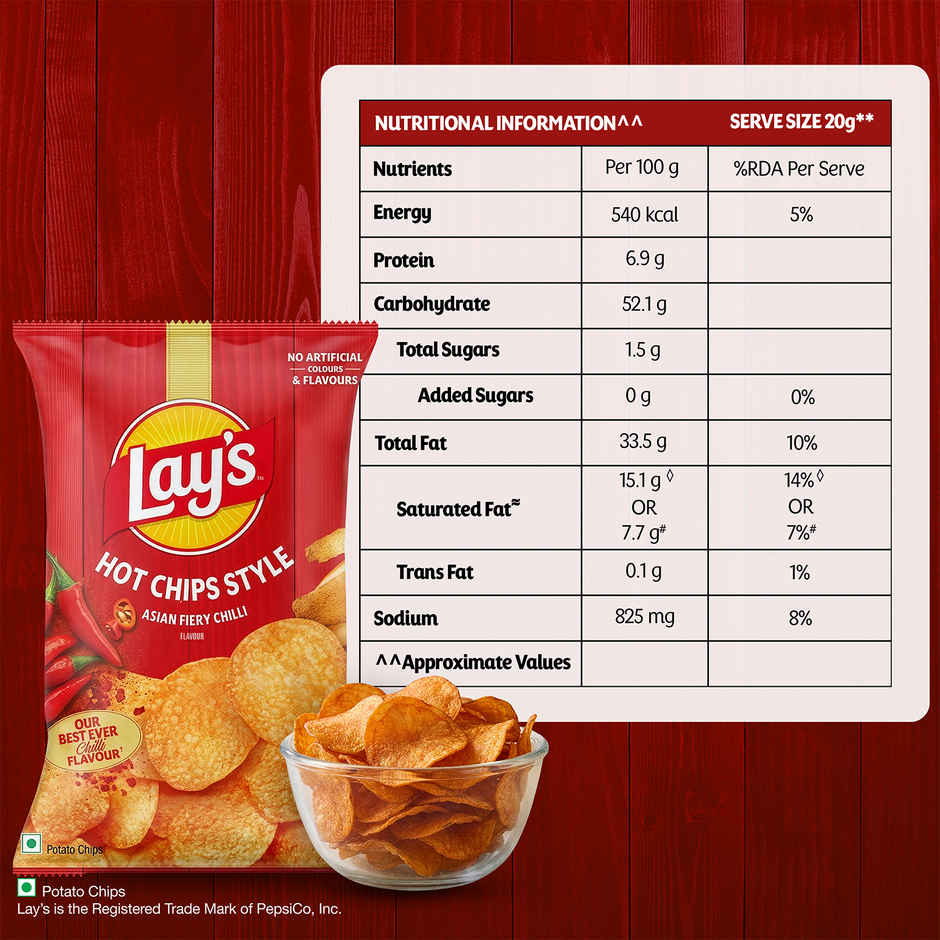 Lay's Hot Chips Style Asian Fiery Chilli Flavour Potato Chips