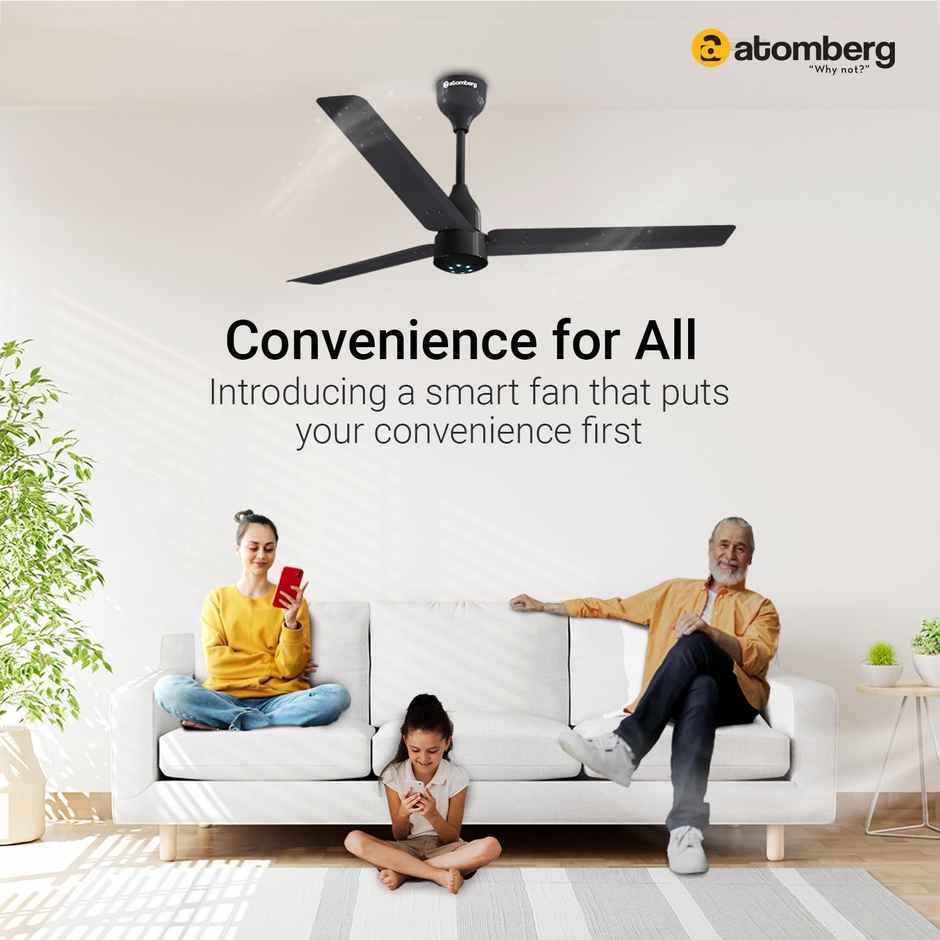 Atomberg Renesa Smart BLDC Ceiling Fan, 1200mm, with IoT & Remote, LED Indicators, Pebble Grey