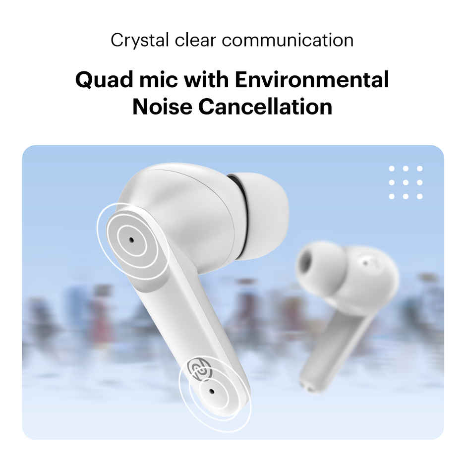 Noise Buds VS104 45H Playtime 4 Mic ENC 13mm Driver Instacharge TWS Earbuds | Snow White