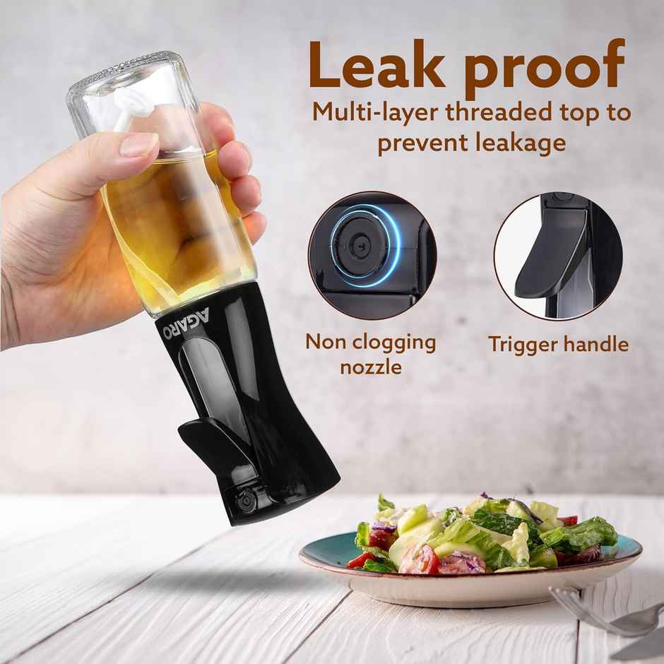 AGARO Elegant Oil Sprayer for Cooking, 200 Ml, Glass Body