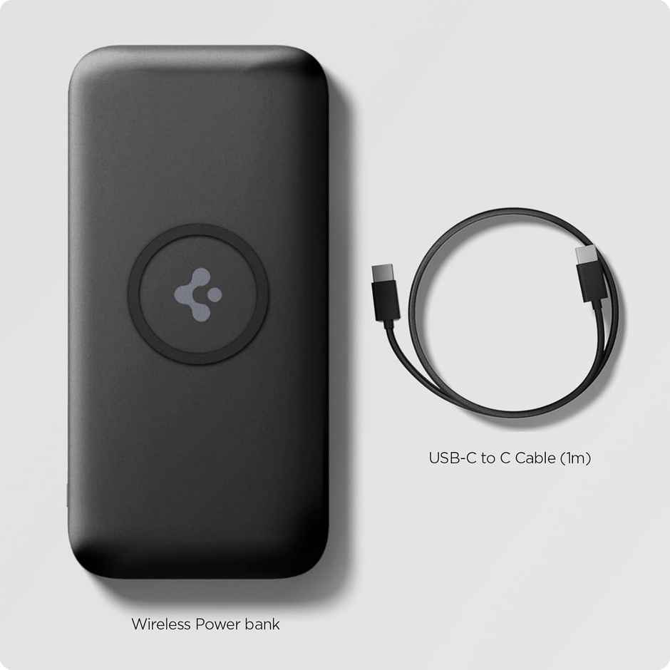 Spigen 2in1 10000 mAh Wireless Charging Power Bank , USB-A | USB-C 20W Fast Charging, w C-to-C cable