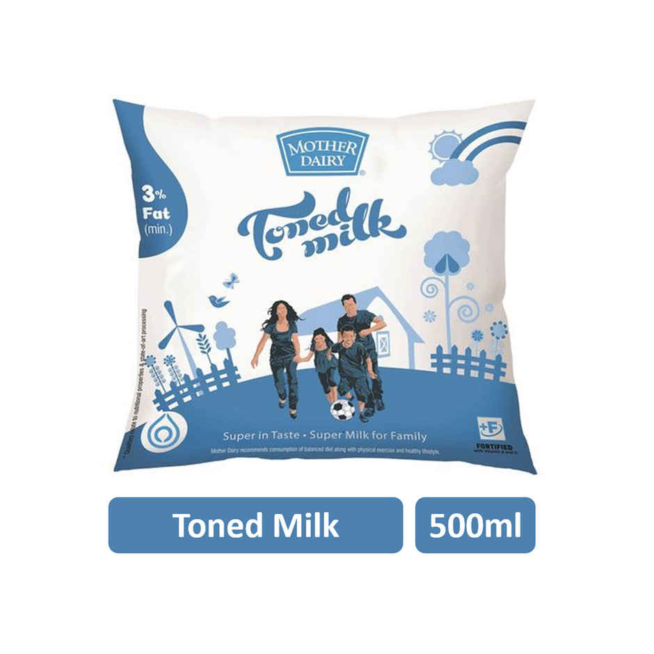 Mother Dairy Toned Fresh Milk (Pouch)(1pc) & Tomato Hybrid(1pc) Combo