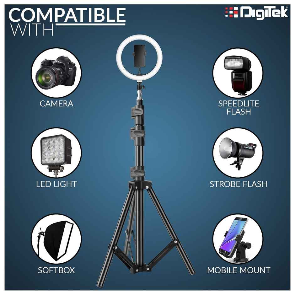 Digitek Dls-006Ft Lightweight & Portable Aluminum Alloy Light Stand For Ring Light