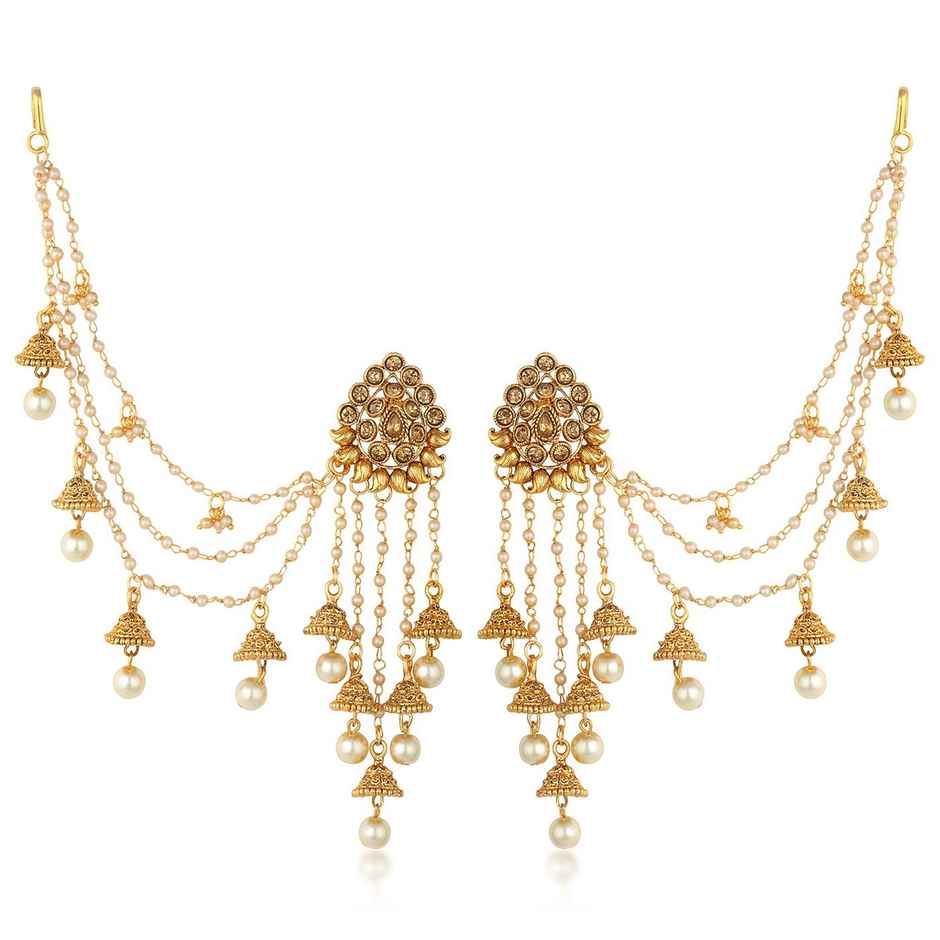 Sukkhi Traditional Gold Plated Bahubali Inspired Long Chain Jhumki Earrings For Women