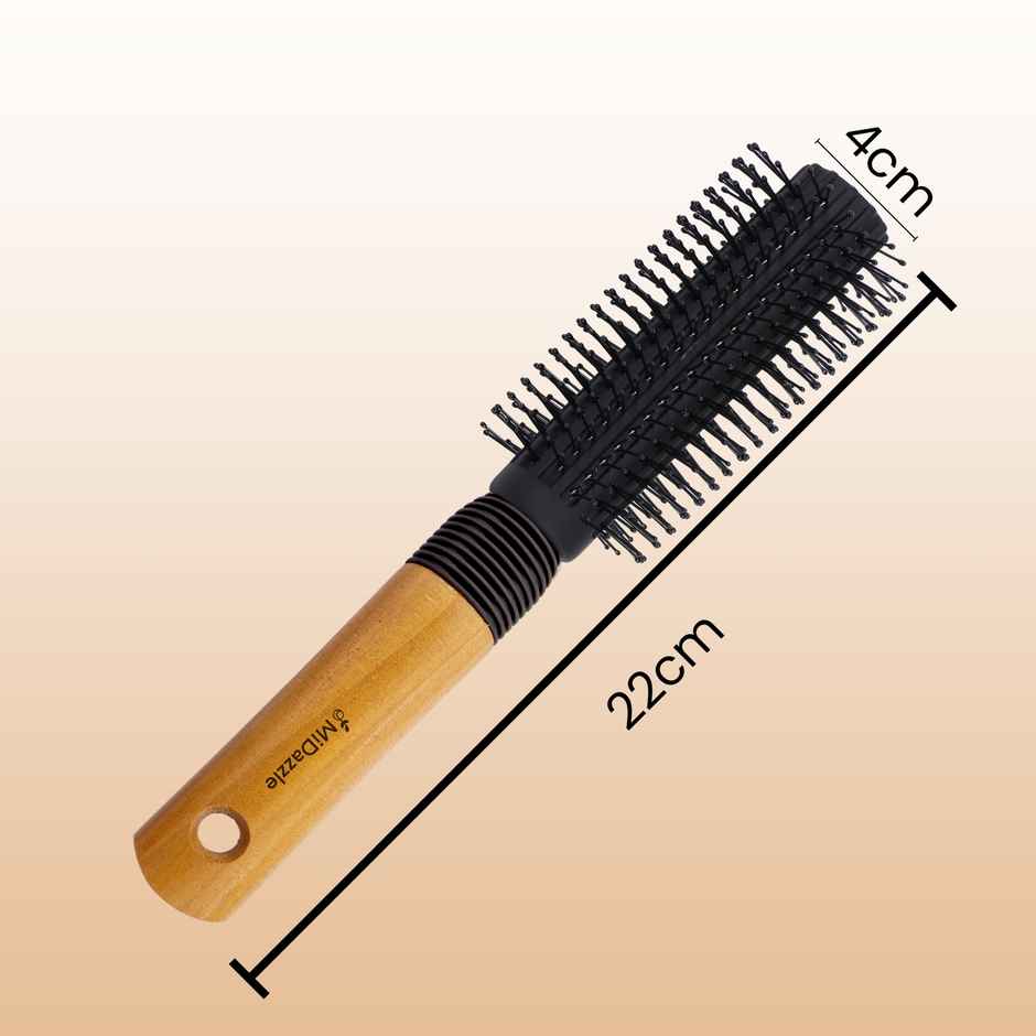 Midazzle Luxury Round Hair Brush with High|Quality Wooden Handle | MIHB0037