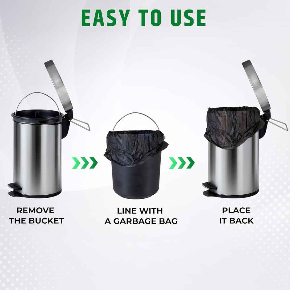 Robustt Stainless Steel Dustbin - 5 L | Silver