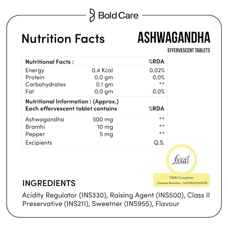 Bold Care Ashwagandha Effervescent Natural Testo Booster