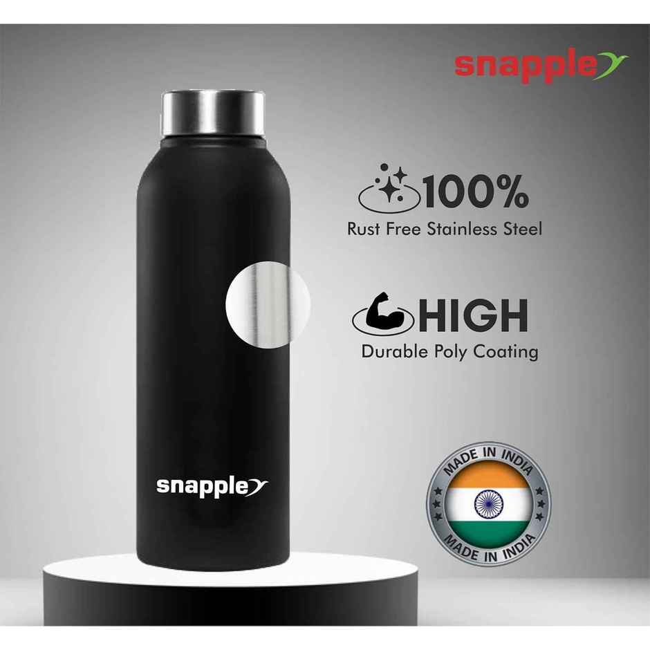 Snapple Stainless Steel Mist Single Wall Fridge Bottle | Black | 1 L