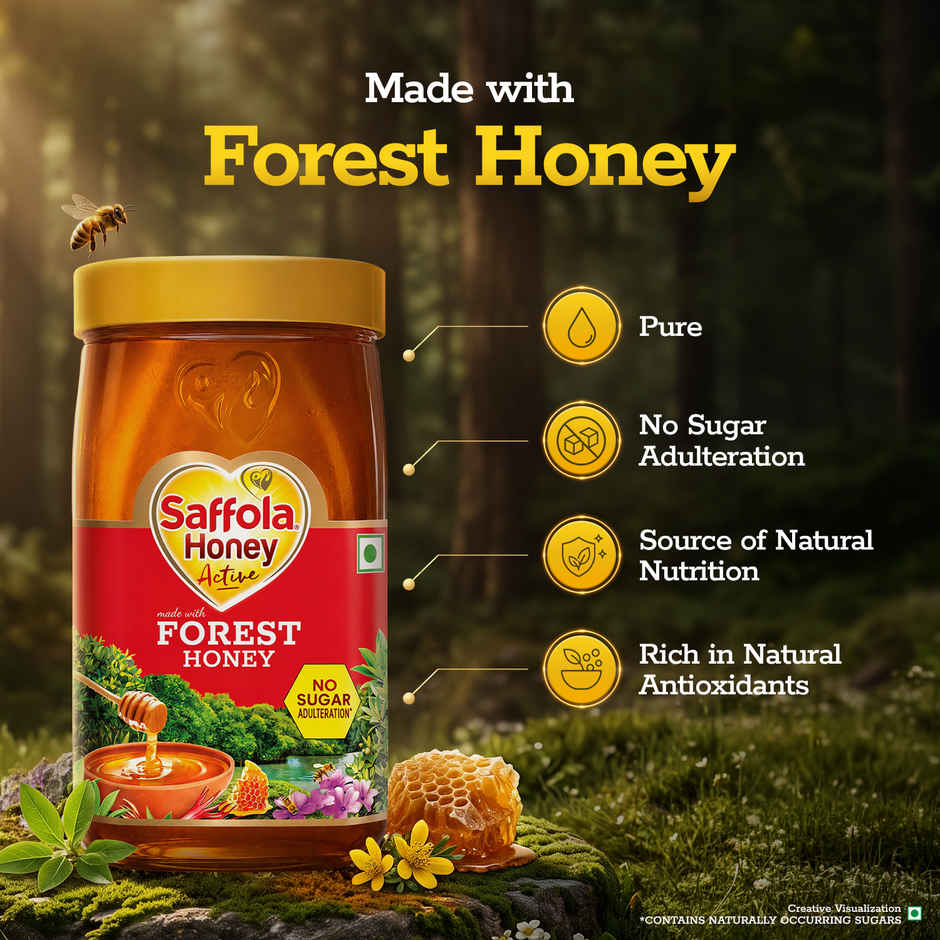 Saffola Honey Active, Made with Forest Honey, Pure Honey, No sugar adulteration