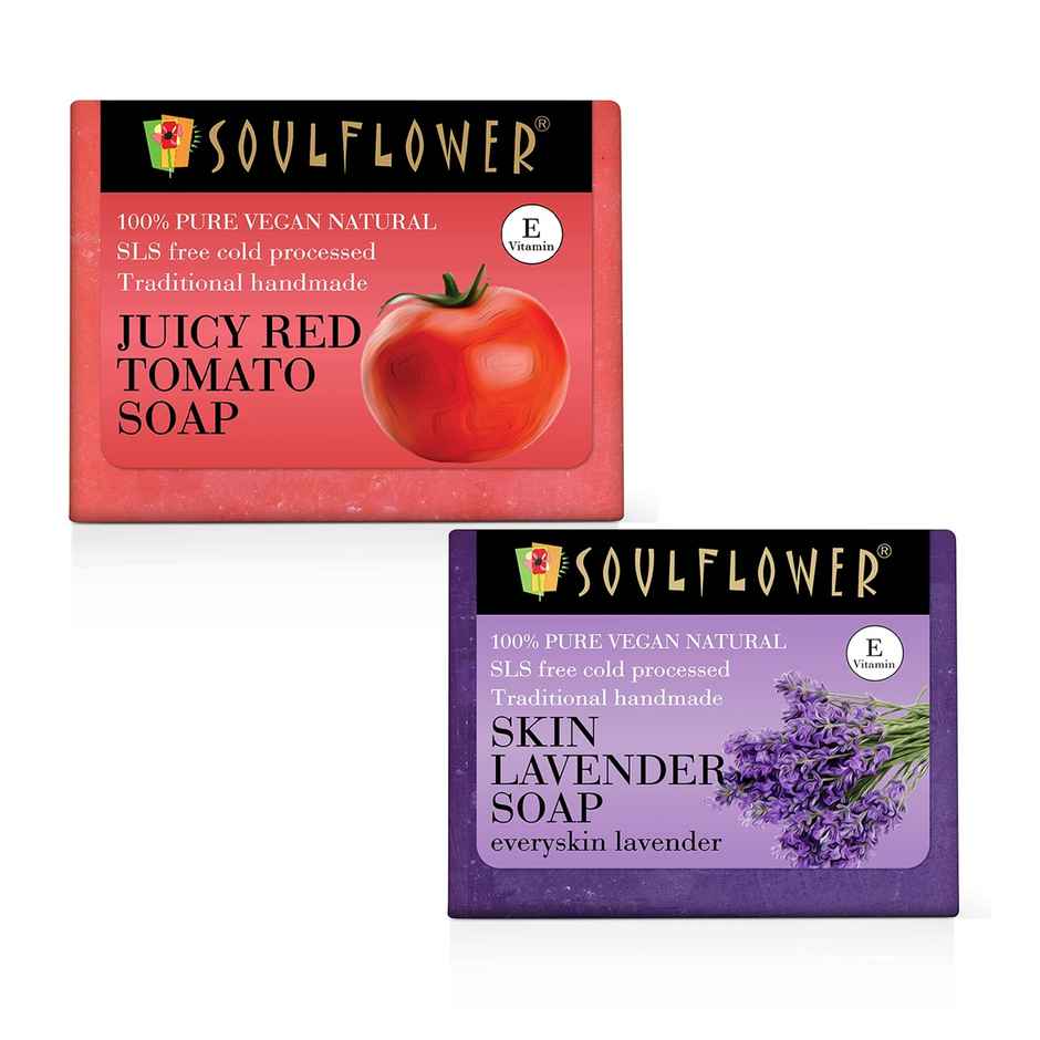 Soulflower Juciy Red Tomato Soap(150gms) & Soulflower Skin Lavender Soap(150gms) Combo