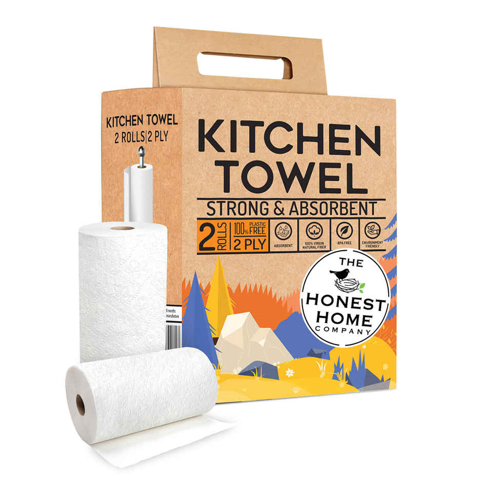 The Honest Home Company Kitchen Towel Roll (2 Ply) | 60 Pulls Per Role