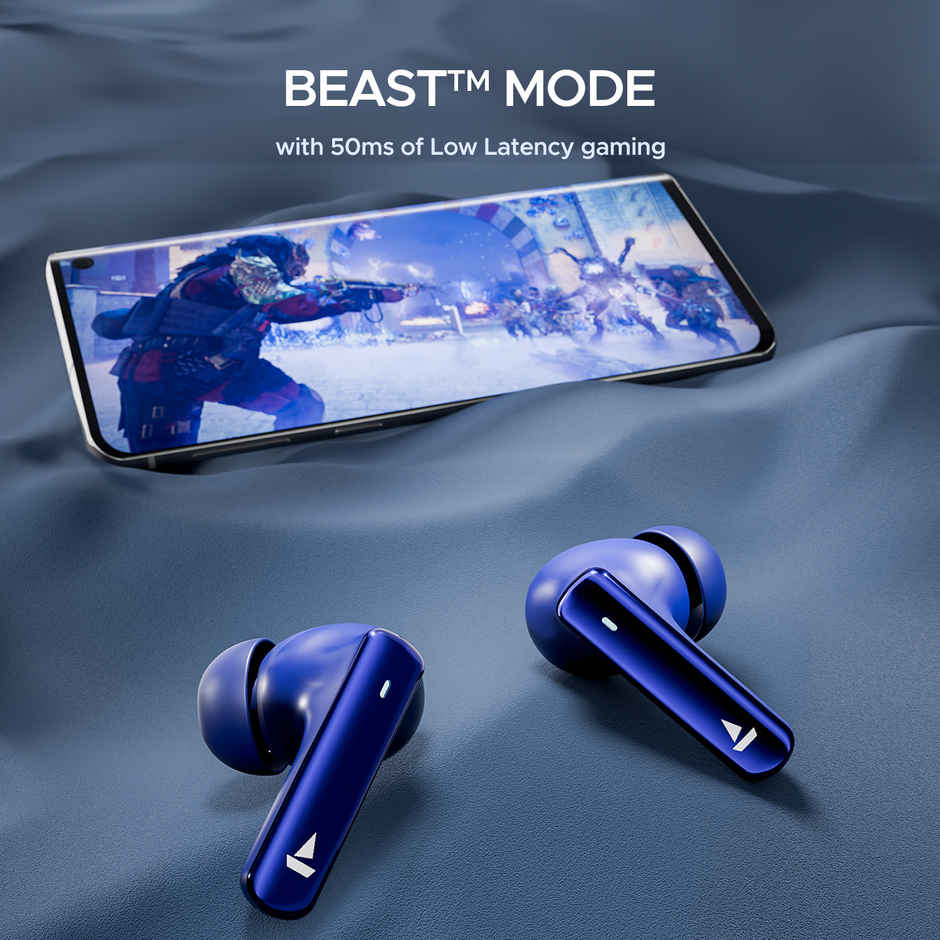 boAt Airdopes 121 Pro Plus TWS Earbuds with mic, 100HRS Battery, 4Mics ENx, 50ms Low Latency, Fast Charge, LED Display, IPX5, v5.3 Bluetooth in Ear Earbuds - Blue
