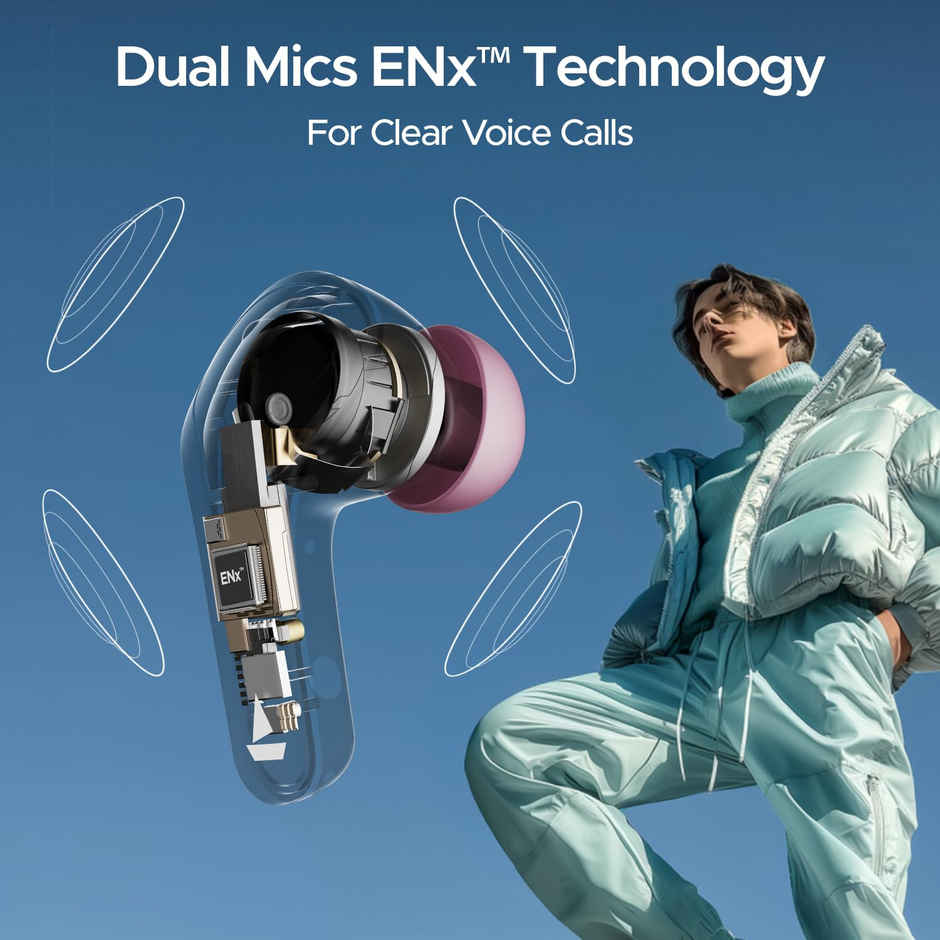 boAt Airdopes 311 Pro in Ear TWS Earbuds with mic, ANC, 50H Battery, Fast Charge, Dual Mics ENx Tech, Transparent LID, Low Latency, IPX4, IWP Tech, BT v5.3 - Lavender Rush Pink