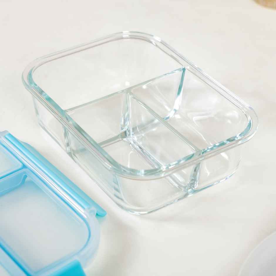Nestasia Sealed Three Compartment Glass Container Lunchbox 1000ml