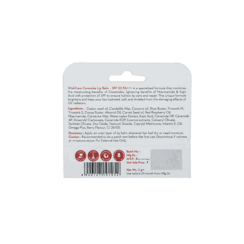 Wishcare Tinted Ceramide Lip Balm With SPF 50 PA+++ - Kojic Acid & Niacinamide