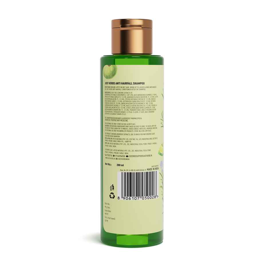 Just Herbs Anti Hairfall Shampoo with Rosemary & Amla  | 8X Hairfall Control